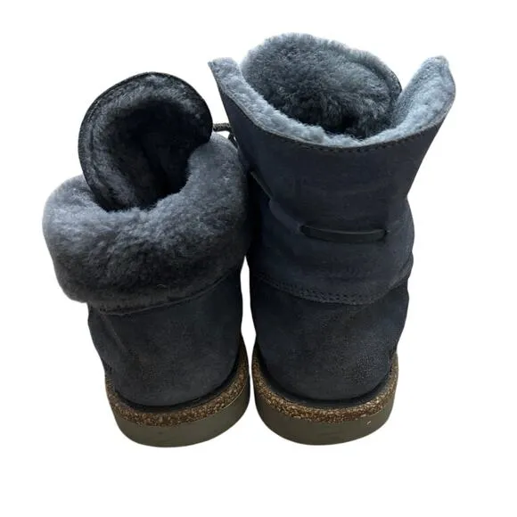 BIRKENSTOCK BAKKI Graphite Gray Suede Shearling Lined Ankle Boots Womens 38 7