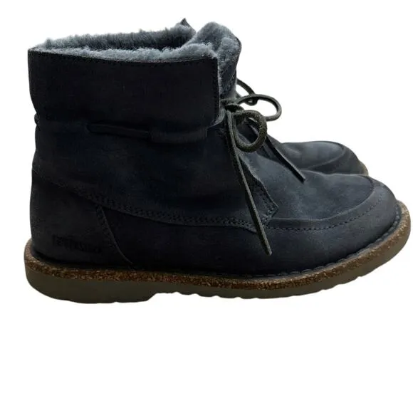 BIRKENSTOCK BAKKI Graphite Gray Suede Shearling Lined Ankle Boots Womens 38 7
