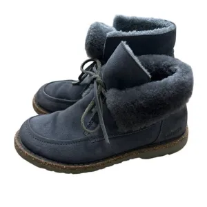 BIRKENSTOCK BAKKI Graphite Gray Suede Shearling Lined Ankle Boots Womens 38 7
