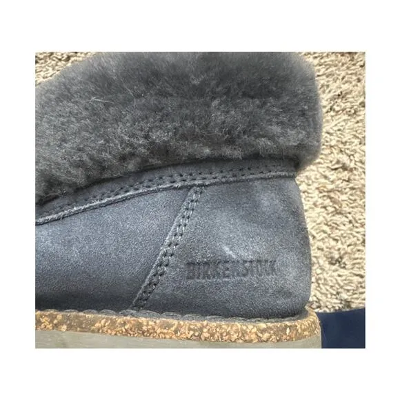 BIRKENSTOCK BAKKI Graphite Gray Suede Shearling Lined Ankle Boots Womens 38 7