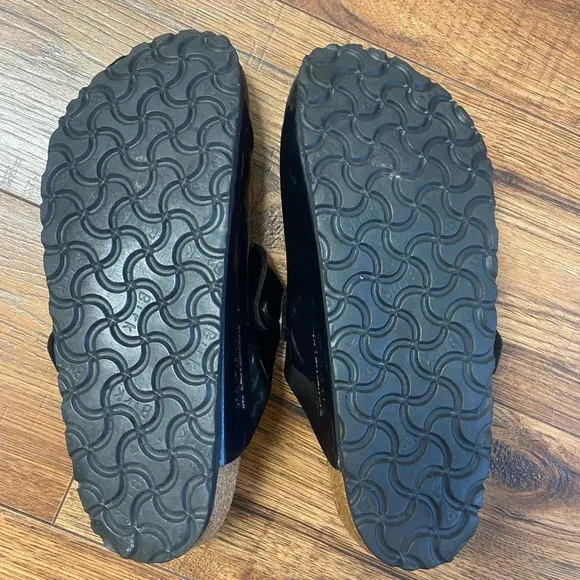 Birkenstock Boston Black Patent Lux Mule Slides Sandals Women's 38 US 7