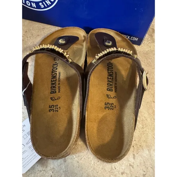 Birkenstock Gizeh Fringe Sandals Graceful Toffee Brown EU35/US4-4.5 Big Girl NIB