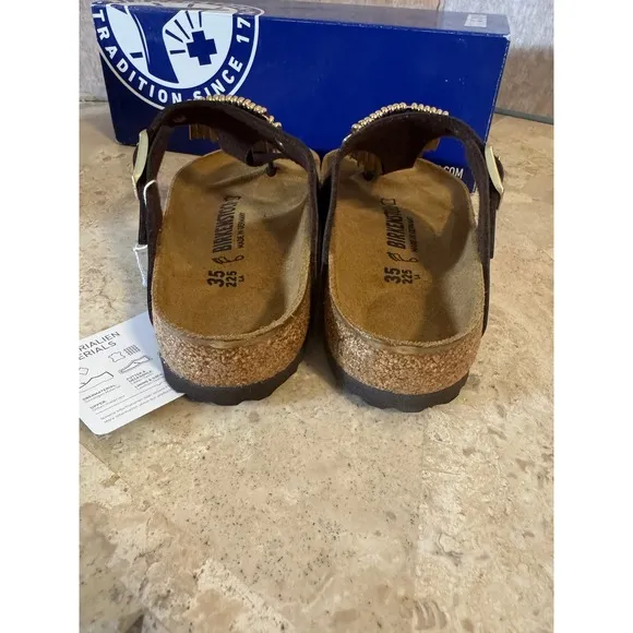 Birkenstock Gizeh Fringe Sandals Graceful Toffee Brown EU35/US4-4.5 Big Girl NIB
