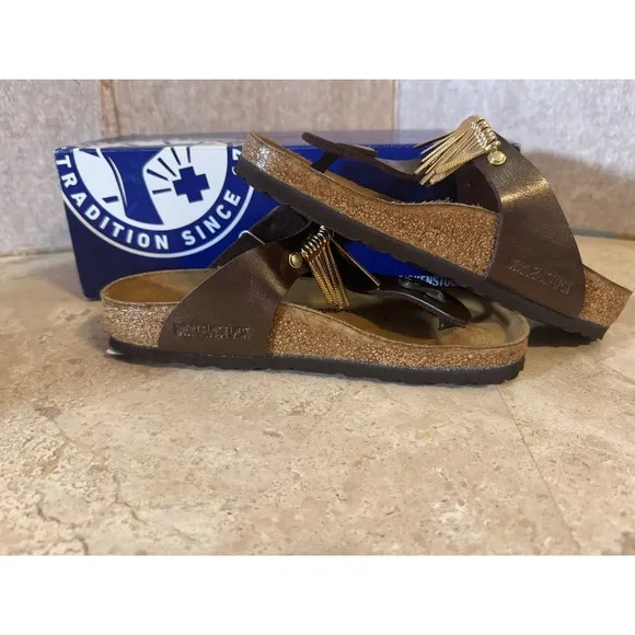 Birkenstock Gizeh Fringe Sandals Graceful Toffee Brown EU35/US4-4.5 Big Girl NIB