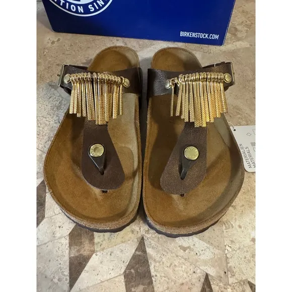 Birkenstock Gizeh Fringe Sandals Graceful Toffee Brown EU35/US4-4.5 Big Girl NIB