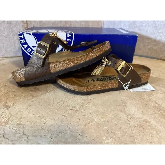 Birkenstock Gizeh Fringe Sandals Graceful Toffee Brown EU35/US4-4.5 Big Girl NIB