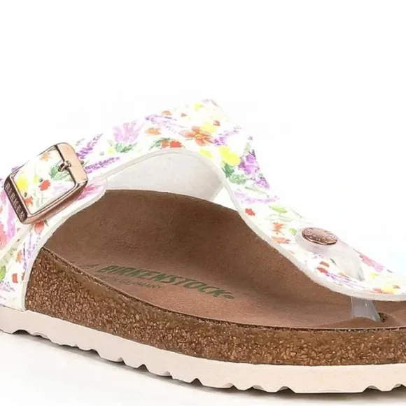Birkenstock Gizeh vegan leather floral print sandals size 37.