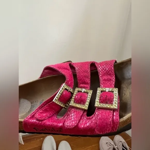 Birkenstock Hot Pink Jeweled Florida Sandals L9