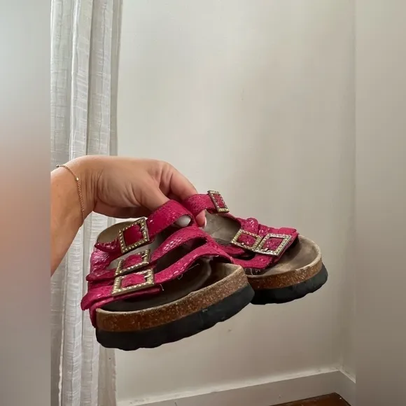 Birkenstock Hot Pink Jeweled Florida Sandals L9