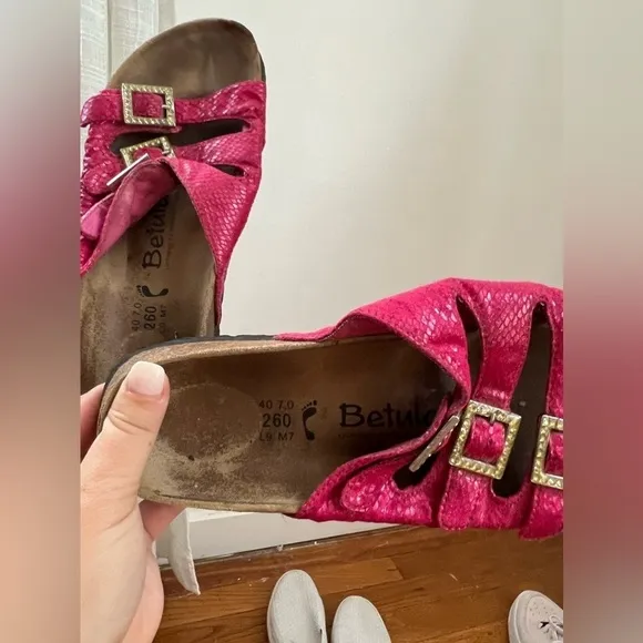 Birkenstock Hot Pink Jeweled Florida Sandals L9