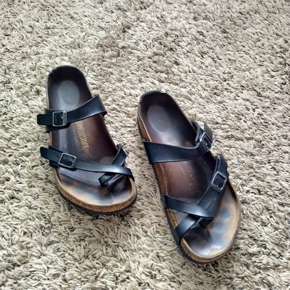 Birkenstock mayari black leather sandals sz 39/8,5