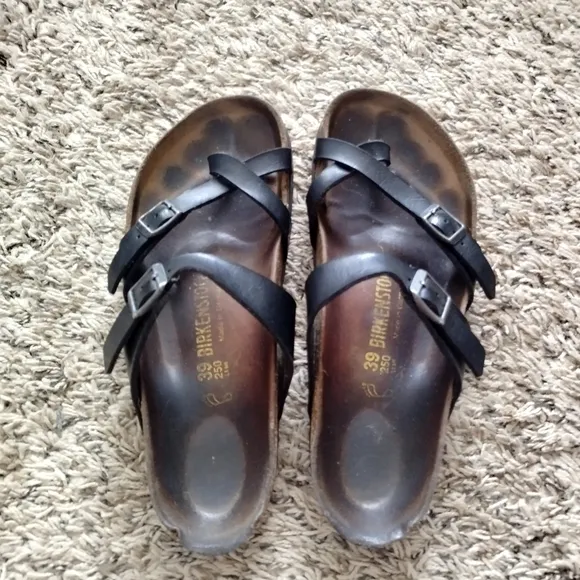 Birkenstock mayari black leather sandals sz 39/8,5