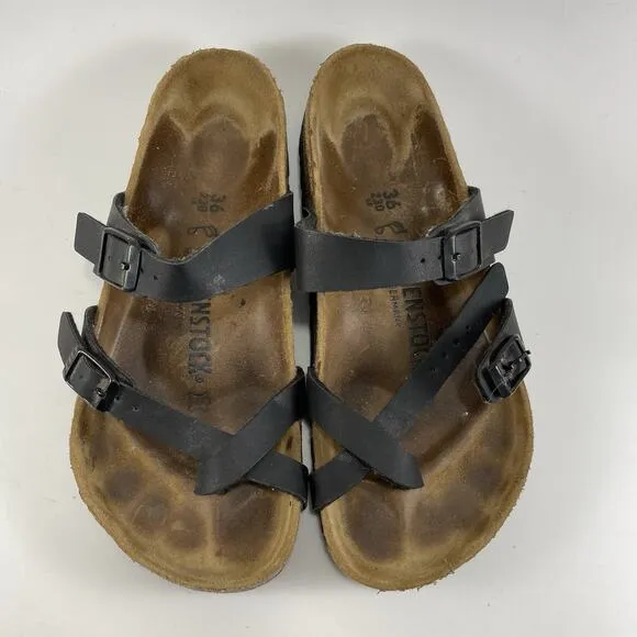 Birkenstock Mayari Toe Loop Sandals Womens Size 36 US Size 5-5.5 Black Leather