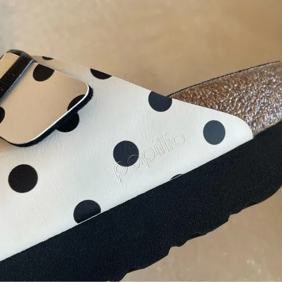 birkenstock papillio white/black polka dots platform arizona sandals✨