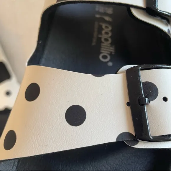 birkenstock papillio white/black polka dots platform arizona sandals✨