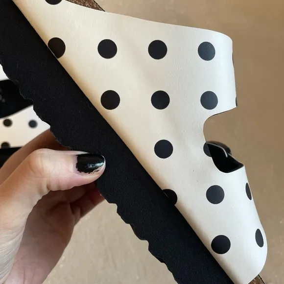birkenstock papillio white/black polka dots platform arizona sandals✨