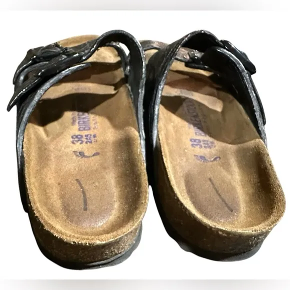 Birkenstock size 38 Arizona Big Buckle Black Gator SandalsB10