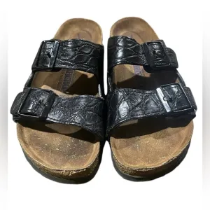 Birkenstock size 38 Arizona Big Buckle Black Gator SandalsB10