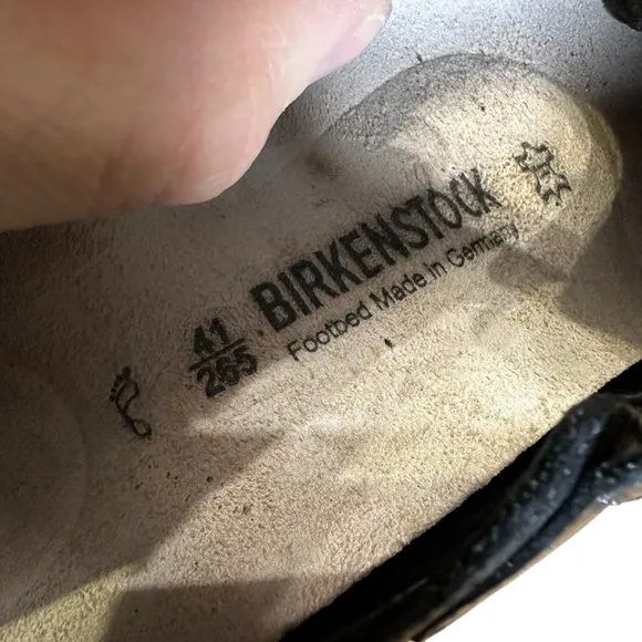 BIRKENSTOCK TICKEL Flat Strap Leather Shoes Black Mary Jane Clogs Slip On Sz 41L