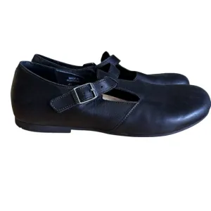 BIRKENSTOCK TICKEL Flat Strap Leather Shoes Black Mary Jane Clogs Slip On Sz 41L