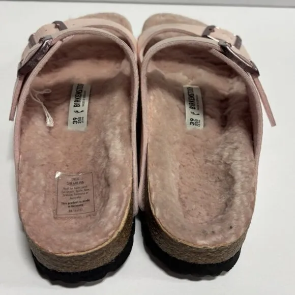 Birkenstock Women’s Arizona Shearling Slide Sandals Rose, Size US 8 N, EUR 39