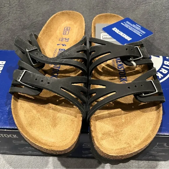 Birkenstock Women’s Sandals Granada Soft Footbed Oiled Leather Black Size 6 US