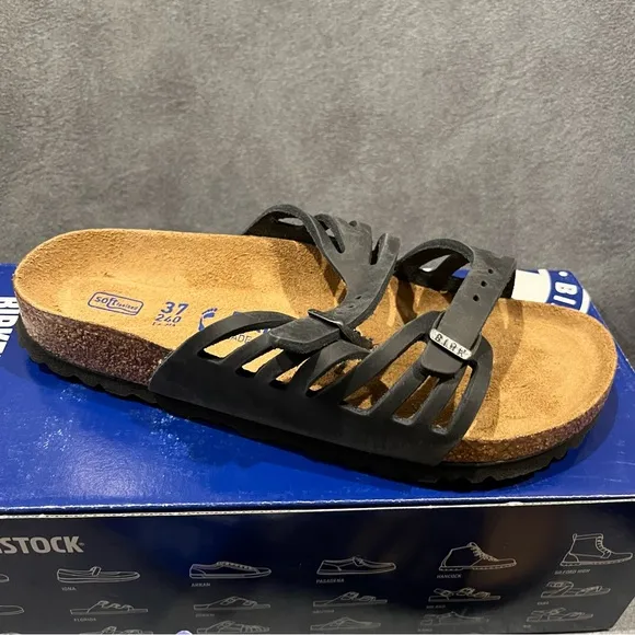 Birkenstock Women’s Sandals Granada Soft Footbed Oiled Leather Black Size 6 US