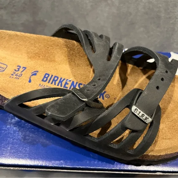 Birkenstock Women’s Sandals Granada Soft Footbed Oiled Leather Black Size 6 US