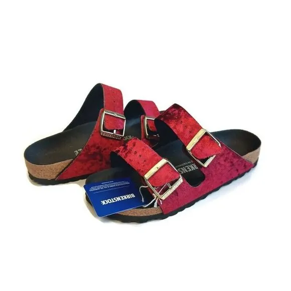 Birkenstock Womens Sz 6-6.5 Arizona BS Sandals EU 37 NARROW Fit Velvet Burgundy