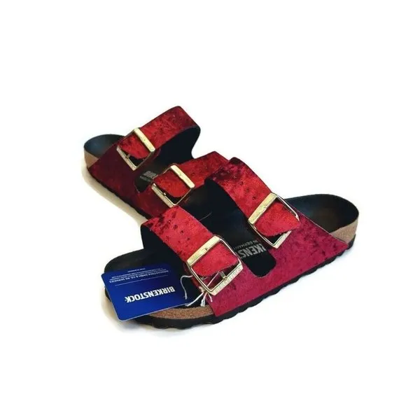 Birkenstock Womens Sz 6-6.5 Arizona BS Sandals EU 37 NARROW Fit Velvet Burgundy