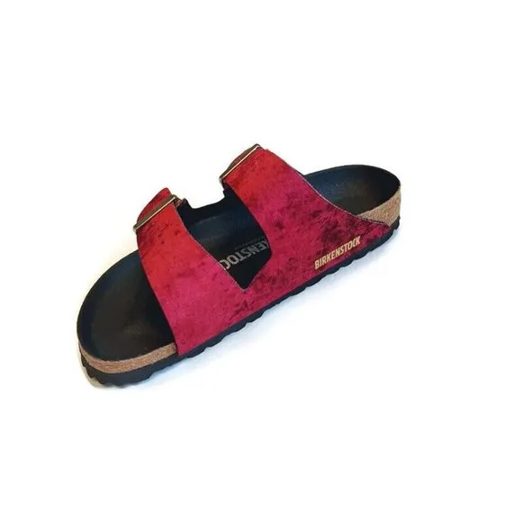 Birkenstock Womens Sz 6-6.5 Arizona BS Sandals EU 37 NARROW Fit Velvet Burgundy