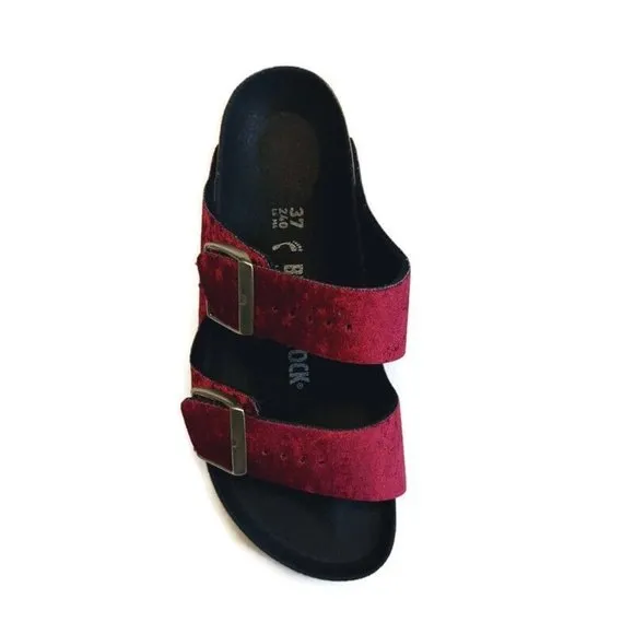 Birkenstock Womens Sz 6-6.5 Arizona BS Sandals EU 37 NARROW Fit Velvet Burgundy