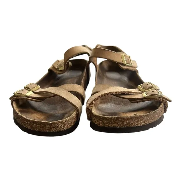 Birkenstock Yara Habana Leather Tobacco Brown Strappy Sandals Size 41 US 10 Reg.