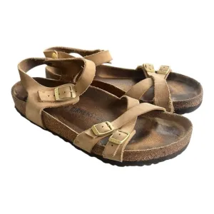 Birkenstock Yara Habana Leather Tobacco Brown Strappy Sandals Size 41 US 10 Reg.