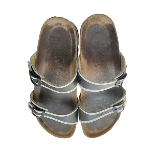 Birkis by Birkenstock black and white striped sandals size 38 (US 7.5-8)