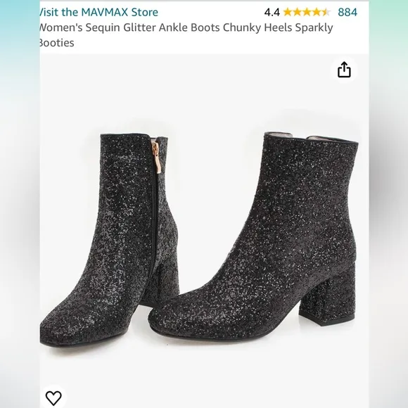 Black glitter boots