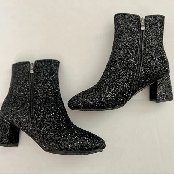 Black glitter boots