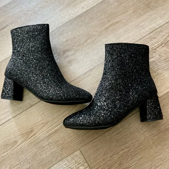 Black glitter boots