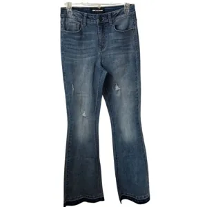 Black Pearl Denim LA Distressed Flare‎ Jeans Medium Wash Vintage Style 3