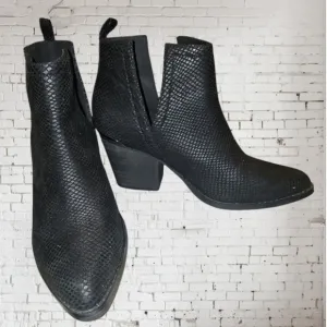Black Textured Ankle Boots