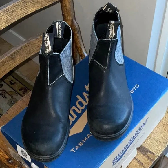 Blundstone 1914 Chelsea Black / Grey Wash Boots. Size 4.5AU / EU 36