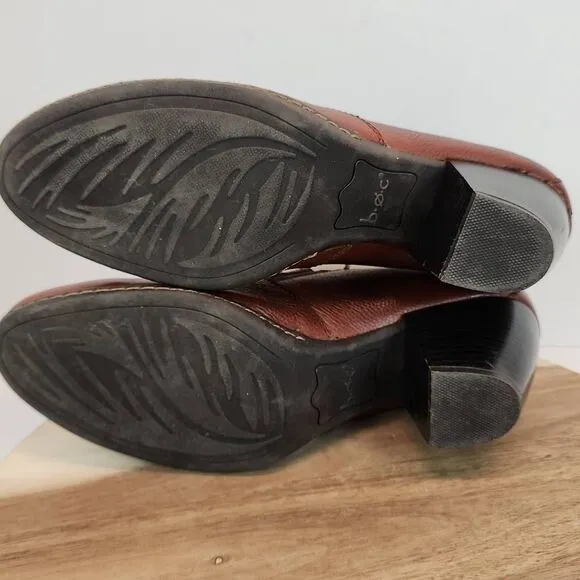 B.O.C. Born Concept Brown Pebble Leather Ankle Comfort Booties Wmns 9.5