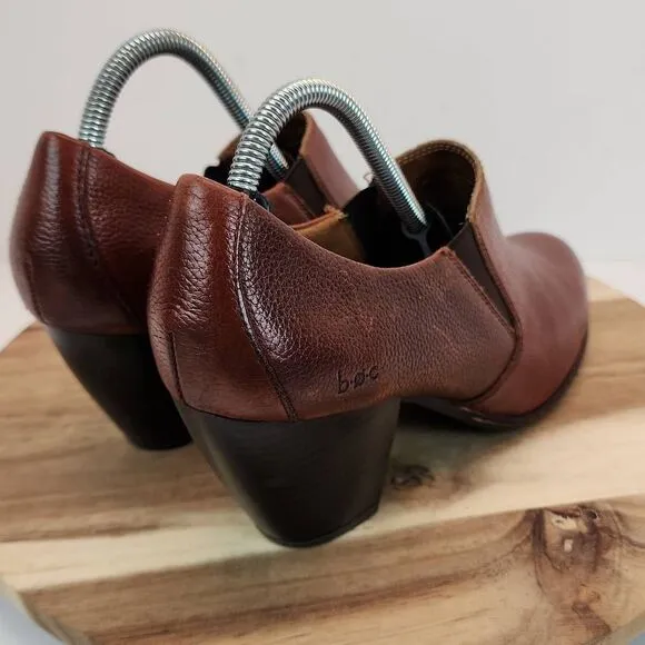 B.O.C. Born Concept Brown Pebble Leather Ankle Comfort Booties Wmns 9.5
