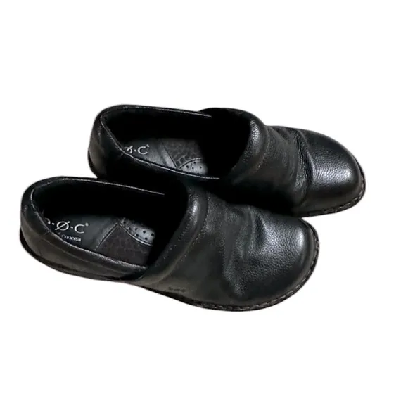 BOC Born Concept Leather Women’s Size 9/40.5Black Mules Comfort Pebble…