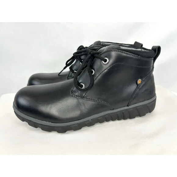 Bogs Casual Chukka Boots Men's Size 8.5 Leather Waterproof Black Durafresh