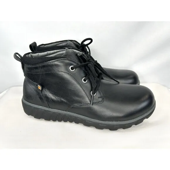 Bogs Casual Chukka Boots Men's Size 8.5 Leather Waterproof Black Durafresh