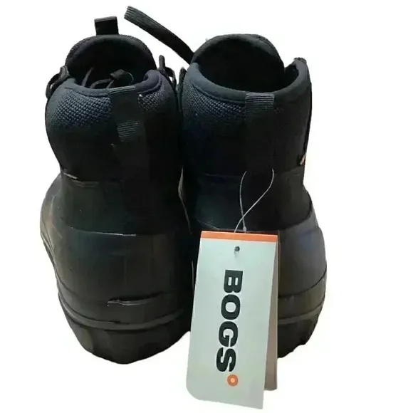 Bogs Mens 10 Casual Nubuck Leather Waterproof Lace Up Ankle Snow Boots Black NEW