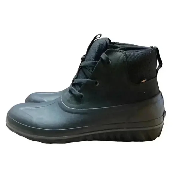Bogs Mens 10 Casual Nubuck Leather Waterproof Lace Up Ankle Snow Boots Black NEW