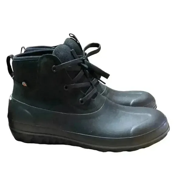 Bogs Mens 10 Casual Nubuck Leather Waterproof Lace Up Ankle Snow Boots Black NEW
