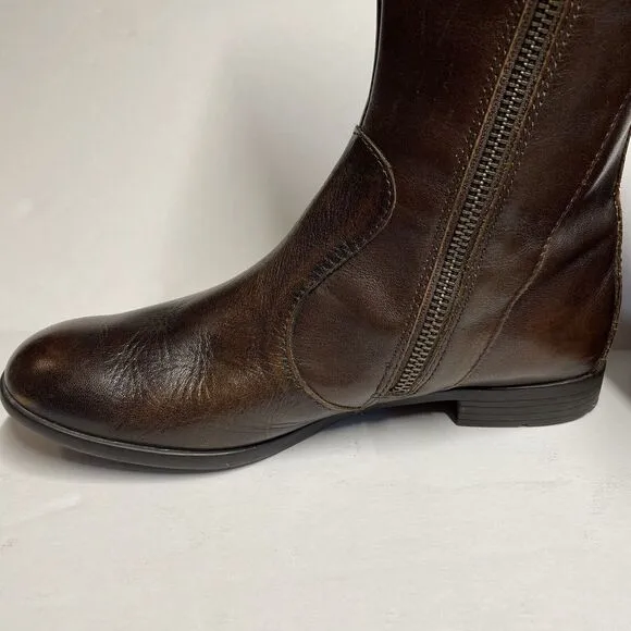 Born AMILA Tall Riding Boots Size 6.5 M Cognac Brown Brush Off Leather